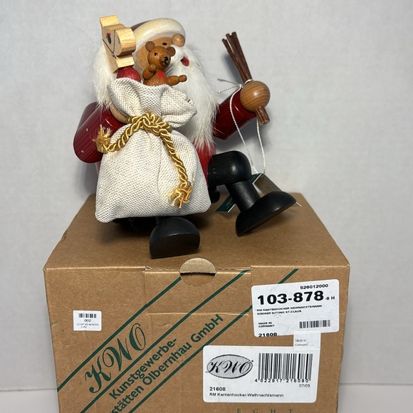KWO German Incense Smoker Sitting Santa Toy Bag Erzgebirge Germany Christmas NIB - Picture 11 of 14
